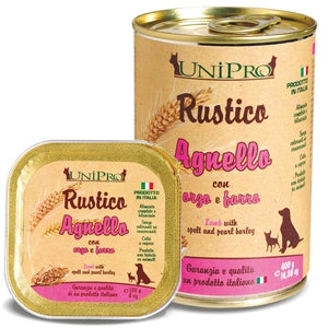 Unipro Rustico Agnello con Orzo e Farro 100gr Vaschetta Unipro Rustico Agnello con Orzo e Farro 100gr Vaschetta